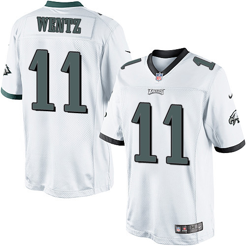 Men's Limited Carson Wentz Nike Jersey White Road - #11 NFL Philadelphia Eagles